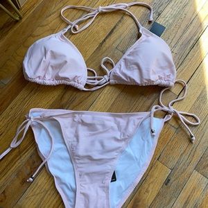 Pink and White Polka dot bikini SET